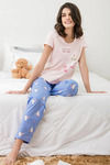 Zivame Three Musketeers Knit Cotton Pyjama Set - Blue N Print — thumbnail 4