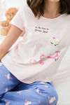 Zivame Three Musketeers Knit Cotton Pyjama Set - Blue N Print — thumbnail 5