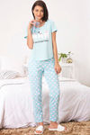 Zivame Three Musketeers Knit Cotton Pyjama - Blue — thumbnail 2