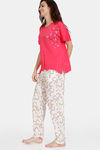 Zivame Wildflower Fields Woven Pyjama Set - White Alyssum — thumbnail 2