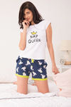 Zivame Three Musketeers Cotton Shorts  - Navy N Print — thumbnail 2