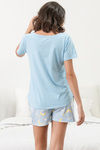 Zivame Three Musketeers Knit Cotton Shorts Set - Blue N Print — thumbnail 3