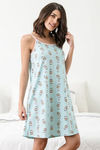 Zivame Coffee Times Knit Cotton Knee Length Nightdress - Blue N Print — thumbnail 2