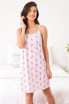 Zivame Coffee Times Knit Cotton Knee Length Nightdress - Pink N Print — thumbnail 1