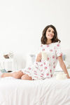 Zivame Coffee Times Knit Cotton Short Length Nightdress - White — thumbnail 4