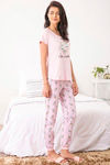 Zivame Coffee Times Knit Cotton Pyjama Set - Pink N Print — thumbnail 4