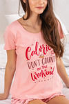 Zivame Coffee Times Knit Cotton Shorts Set - Pink N Print — thumbnail 5