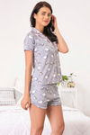 Zivame Coffee Times Knit Cotton Shorts Set - Grey N Print — thumbnail 4