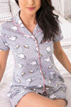 Zivame Coffee Times Knit Cotton Shorts Set - Grey N Print — thumbnail 5