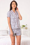 Zivame Coffee Times Knit Cotton Shorts Set - Grey N Print — thumbnail 6