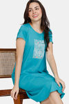 Zivame Country Songs Knit Cotton Mid Length Nightdress - Ceramic — thumbnail 4