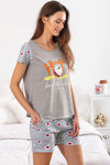 Zivame Love Bugs Knit Cotton Shorts Set - Grey N Print — thumbnail 2