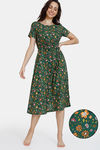 Zivame Miss Daisy Woven Mid Length Nightdress - Douglas Fir — thumbnail 1