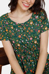 Zivame Miss Daisy Woven Mid Length Nightdress - Douglas Fir — thumbnail 4