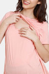 Zivame Maternity Lounge Knit Poly Loungewear Top - Coral Cloud — thumbnail 5