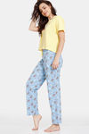 Zivame Summer Treat Knit Cotton Pyjama Set - Blue Bell — thumbnail 2