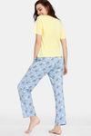 Zivame Summer Treat Knit Cotton Pyjama Set - Blue Bell — thumbnail 3