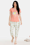 Zivame Bugs Life Cotton Capri Set - Pink Green — thumbnail 1
