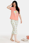 Zivame Bugs Life Cotton Capri Set - Pink Green — thumbnail 2