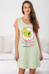 Zivame Love Bugs Knit Cotton Mid Length Nightdress- Green — thumbnail 1