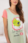 Zivame Love Bugs Knit Cotton Mid Length Nightdress- Green — thumbnail 5