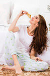 Zivame Love Bugs Knit Cotton Pyjama - Blue — thumbnail 4