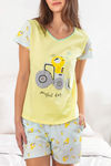 Zivame Crazy Farm Cotton Shorts Set- Yellow N Print — thumbnail 4