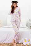 Zivame Love Bugs Knit Cotton Pyjama Set- Lavender N Print — thumbnail 1