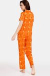 Zivame Summer Treat Knit Poly Pyjama Set - Autumn Sunset — thumbnail 3