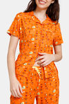 Zivame Summer Treat Knit Poly Pyjama Set - Autumn Sunset — thumbnail 5