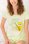 Zivame Bug Life Knit Cotton Shorts Set - Green N Print — thumbnail 5