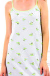 Zivame Love Bugs Knit Cotton Knee Length Nightdress - Blue — thumbnail 5