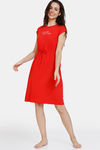 Zivame Lounge Knit Poly Loungewear Dress - Aurora Red — thumbnail 1