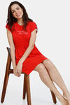 Zivame Lounge Knit Poly Loungewear Dress - Aurora Red — thumbnail 4