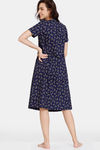 Zivame Wildflower Fields Woven Mid Length Nightdress - Medieval Blue — thumbnail 3