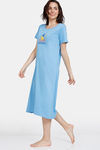 Zivame Loony Tunes Knit Cotton Mid Length Nightdress - Lil Boy Blue — thumbnail 2