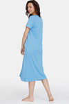 Zivame Loony Tunes Knit Cotton Mid Length Nightdress - Lil Boy Blue — thumbnail 3
