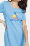 Zivame Loony Tunes Knit Cotton Mid Length Nightdress - Lil Boy Blue — thumbnail 5