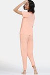 Zivame Looney Tunes Knit Cotton Pyjama Set - Salmon — thumbnail 3