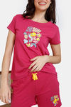 Zivame Looney Tunes Knit Cotton Shorts Set - Sangria — thumbnail 5