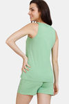 Zivame Looney Tunes Knit Cotton Shorts Set - Green Tea — thumbnail 3