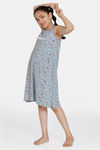 Zivame Girls Color Me Happy Knit Poly Mid Length Nightdress - Quarry — thumbnail 2