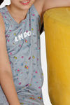 Zivame Girls Color Me Happy Knit Poly Mid Length Nightdress - Quarry — thumbnail 5