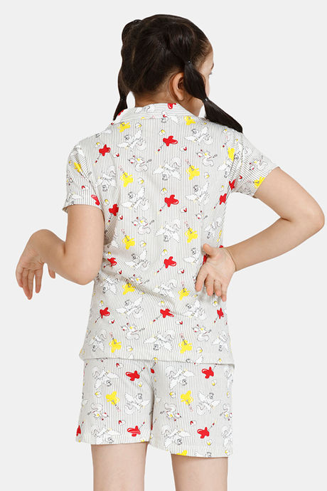 Zivame Girls Color Me Happy Knit Cotton Shorts Set - Egret — image 3