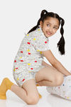 Zivame Girls Color Me Happy Knit Cotton Shorts Set - Egret — thumbnail 4