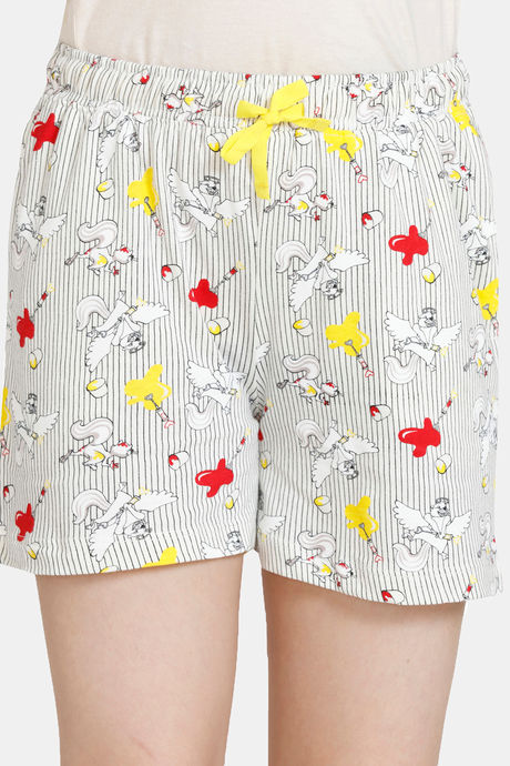 Zivame Girls Color Me Happy Knit Cotton Shorts Set - Egret — image 6