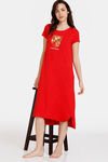 Zivame Harry Potter Knit Cotton Mid Length Nightdress - Racing Red — thumbnail 4
