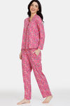 Zivame Stickerish Knit Cotton Pyjama Set - Ibis Rose — thumbnail 2
