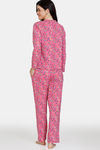 Zivame Stickerish Knit Cotton Pyjama Set - Ibis Rose — thumbnail 3