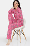 Zivame Stickerish Knit Cotton Pyjama Set - Ibis Rose — thumbnail 4